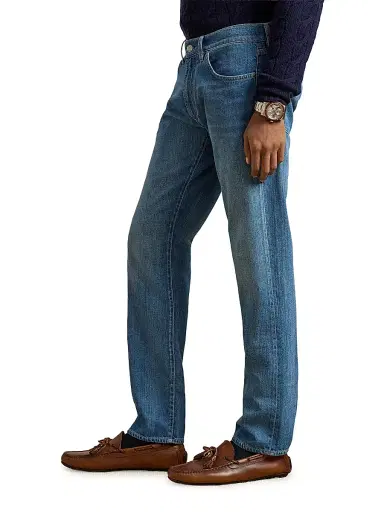 Ralph Lauren Purple Label Men's Italian Denim 5-Pocket Slim-Fit Jeans - Medium Indigo | Thumbnail 4 Ralph Lauren Purple Label Men's Italian Denim 5-Pocket Slim-Fit Jeans - Medium Indigo | Thumbnail 4