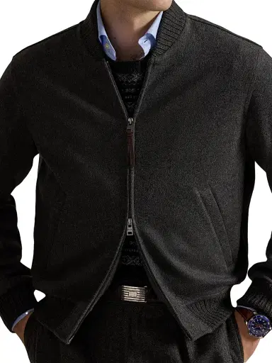 Polo Ralph Lauren Men's Wool-Blend Zip-Up Bomber Jacket - Fortress Grey Heather | Thumbnail 5 Polo Ralph Lauren Men's Wool-Blend Zip-Up Bomber Jacket - Fortress Grey Heather | Thumbnail 5