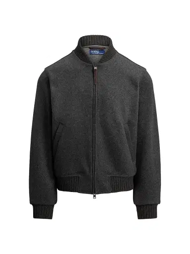 Polo Ralph Lauren Men's Wool-Blend Zip-Up Bomber Jacket - Fortress Grey Heather | Thumbnail 1 Polo Ralph Lauren Men's Wool-Blend Zip-Up Bomber Jacket - Fortress Grey Heather | Thumbnail 1