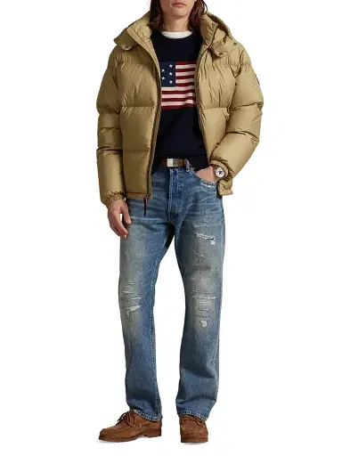 Polo Ralph Lauren Men's Quilted Down Hood Jacket - Khaki | Thumbnail 2 Polo Ralph Lauren Men's Quilted Down Hood Jacket - Khaki | Thumbnail 2