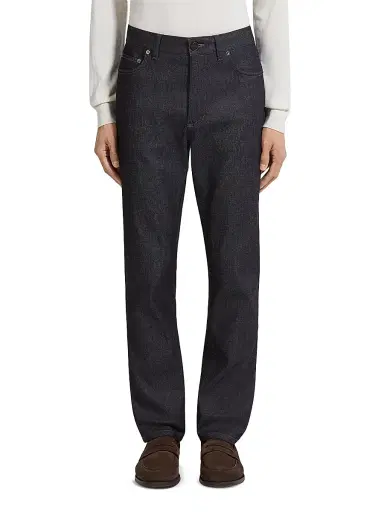 Zegna Men's Stretch Cotton and Cashmere Roccia Jeans - Blue | Thumbnail 2 Zegna Men's Stretch Cotton and Cashmere Roccia Jeans - Blue | Thumbnail 2