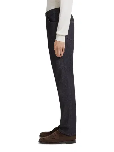 Zegna Men's Stretch Cotton and Cashmere Roccia Jeans - Blue | Thumbnail 3 Zegna Men's Stretch Cotton and Cashmere Roccia Jeans - Blue | Thumbnail 3
