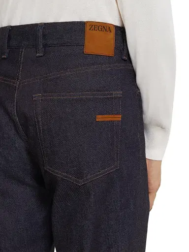 Zegna Men's Stretch Cotton and Cashmere Roccia Jeans - Blue | Thumbnail 5 Zegna Men's Stretch Cotton and Cashmere Roccia Jeans - Blue | Thumbnail 5