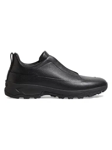 Zegna Men's Leather Triple Stitch Monte Sneakers - Black | Thumbnail 1 Zegna Men's Leather Triple Stitch Monte Sneakers - Black | Thumbnail 1