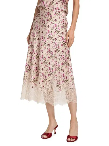 Cami NYC Women's Vivienne Lace-Trimmed Floral Stretch-Silk Maxi Skirt - Camellia Ditsy | Thumbnail 3 Cami NYC Women's Vivienne Lace-Trimmed Floral Stretch-Silk Maxi Skirt - Camellia Ditsy | Thumbnail 3