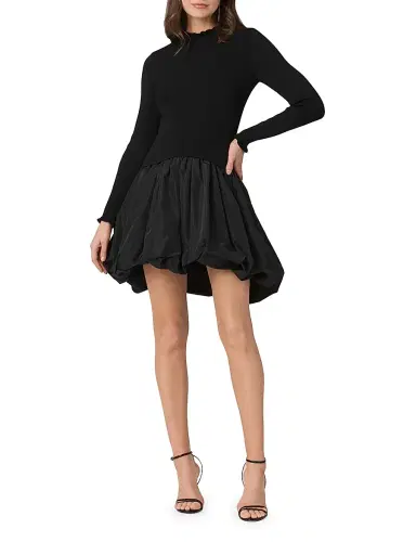 Shoshanna Women's Keely Knit Taffeta Minidress - Jet | Thumbnail 2 Shoshanna Women's Keely Knit Taffeta Minidress - Jet | Thumbnail 2