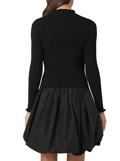 Shoshanna Women's Keely Knit Taffeta Minidress - Jet | Thumbnail 4 Shoshanna Women's Keely Knit Taffeta Minidress - Jet | Thumbnail 4