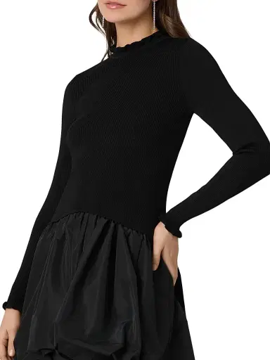 Shoshanna Women's Keely Knit Taffeta Minidress - Jet | Thumbnail 5 Shoshanna Women's Keely Knit Taffeta Minidress - Jet | Thumbnail 5