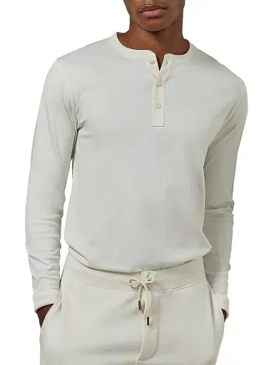 Ralph Lauren Purple Label Men's Cotton Henley - Cream | Thumbnail 3 Ralph Lauren Purple Label Men's Cotton Henley - Cream | Thumbnail 3