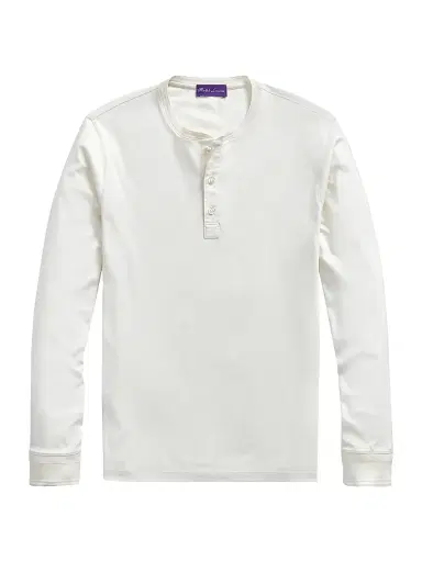 Ralph Lauren Purple Label Men's Cotton Henley - Cream | Thumbnail 1 Ralph Lauren Purple Label Men's Cotton Henley - Cream | Thumbnail 1