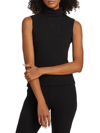 L'AGENCE Women's Ceci Sleeveless Turtleneck Knit Top - Black | Thumbnail 3 L'AGENCE Women's Ceci Sleeveless Turtleneck Knit Top - Black | Thumbnail 3