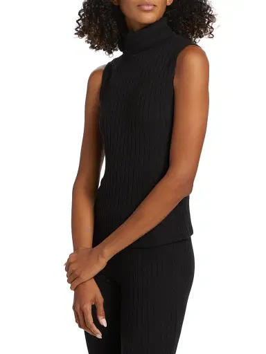 L'AGENCE Women's Ceci Sleeveless Turtleneck Knit Top - Black | Thumbnail 4 L'AGENCE Women's Ceci Sleeveless Turtleneck Knit Top - Black | Thumbnail 4