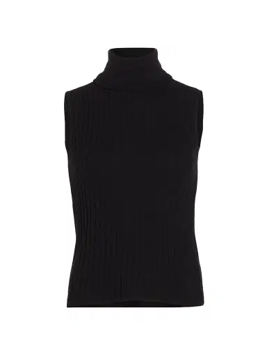 L'AGENCE Women's Ceci Sleeveless Turtleneck Knit Top - Black | Thumbnail 1 L'AGENCE Women's Ceci Sleeveless Turtleneck Knit Top - Black | Thumbnail 1