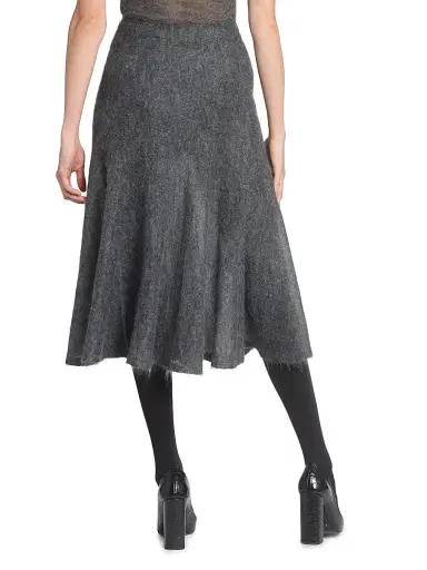 Alaïa Women's Circle Wool-Blend Midi-Skirt - Gris Chine | Thumbnail 5 Alaïa Women's Circle Wool-Blend Midi-Skirt - Gris Chine | Thumbnail 5