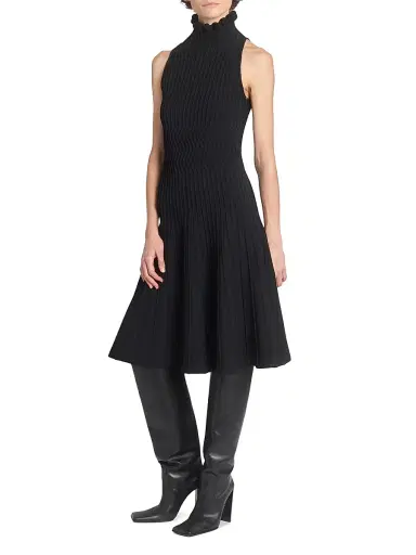 Alaïa Women's Knit Fit & Flare Midi-Dress - Noir - Size 8 | Thumbnail 4 Alaïa Women's Knit Fit & Flare Midi-Dress - Noir - Size 8 | Thumbnail 4