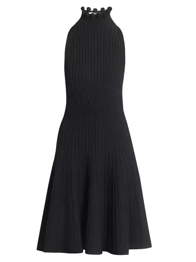 Alaïa Women's Knit Fit & Flare Midi-Dress - Noir - Size 8 | Thumbnail 1 Alaïa Women's Knit Fit & Flare Midi-Dress - Noir - Size 8 | Thumbnail 1