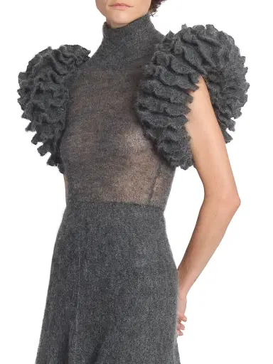 Alaïa Women's Mohair-Blend Padded Bodysuit - Gris Chine | Thumbnail 4 Alaïa Women's Mohair-Blend Padded Bodysuit - Gris Chine | Thumbnail 4
