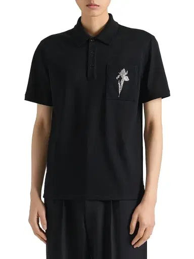 Givenchy Men's Polo Shirt in Cotton with Crystals - Black | Thumbnail 2 Givenchy Men's Polo Shirt in Cotton with Crystals - Black | Thumbnail 2