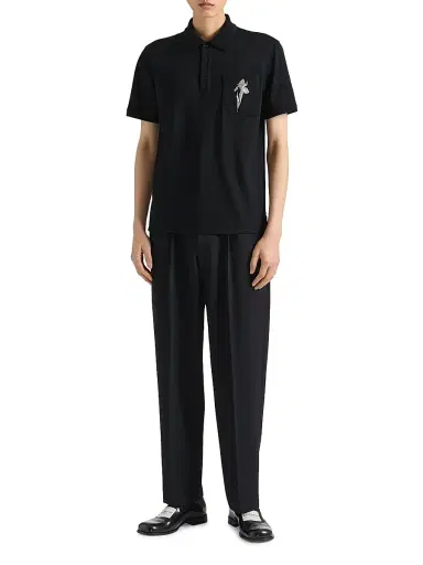 Givenchy Men's Polo Shirt in Cotton with Crystals - Black | Thumbnail 5 Givenchy Men's Polo Shirt in Cotton with Crystals - Black | Thumbnail 5