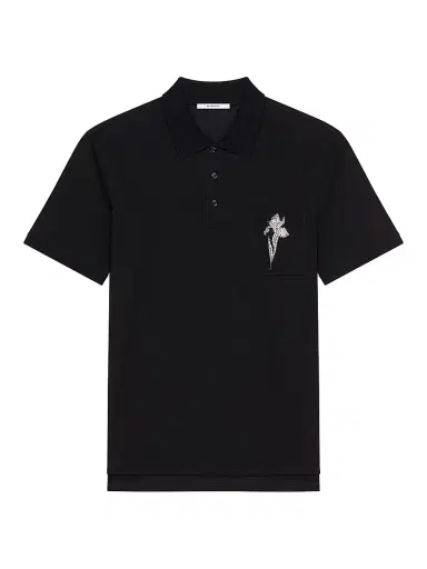 Givenchy Men's Polo Shirt in Cotton with Crystals - Black | Thumbnail 1 Givenchy Men's Polo Shirt in Cotton with Crystals - Black | Thumbnail 1