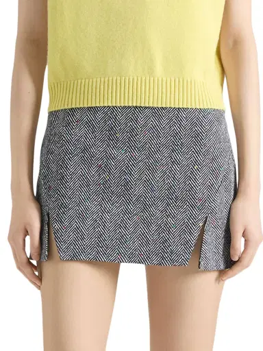 Givenchy Women's Mini Cut-Out Skirt in Cotton Herringbone - Black White | Thumbnail 2 Givenchy Women's Mini Cut-Out Skirt in Cotton Herringbone - Black White | Thumbnail 2