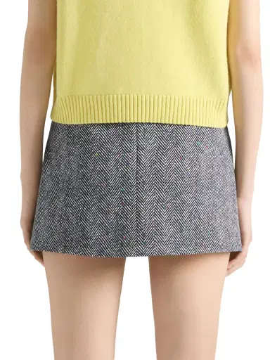 Givenchy Women's Mini Cut-Out Skirt in Cotton Herringbone - Black White | Thumbnail 3 Givenchy Women's Mini Cut-Out Skirt in Cotton Herringbone - Black White | Thumbnail 3