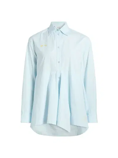 JW Anderson Women's Draped Cotton Peplum Shirt - Pale Blue | Thumbnail 1 JW Anderson Women's Draped Cotton Peplum Shirt - Pale Blue | Thumbnail 1