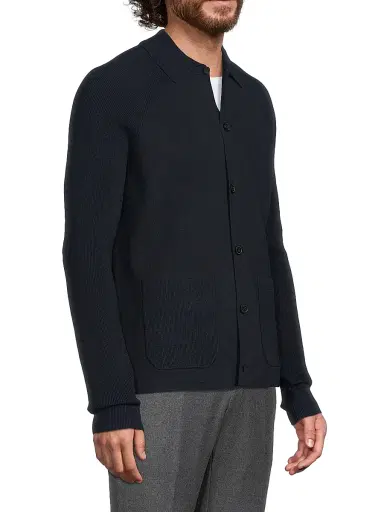 Reiss Men's Fitzgerald Button-Front Cardigan - Navy Blue | Thumbnail 4 Reiss Men's Fitzgerald Button-Front Cardigan - Navy Blue | Thumbnail 4