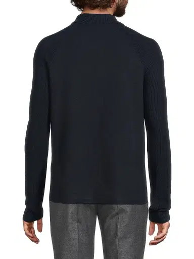 Reiss Men's Fitzgerald Button-Front Cardigan - Navy Blue | Thumbnail 5 Reiss Men's Fitzgerald Button-Front Cardigan - Navy Blue | Thumbnail 5
