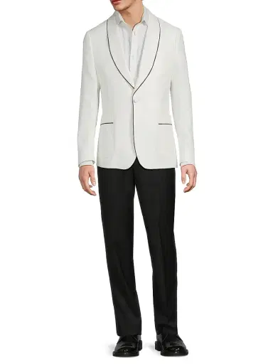 Reiss Men's Caprio Piped Shawl Dinner Jacket - Ivory White - Size 40 | Thumbnail 2 Reiss Men's Caprio Piped Shawl Dinner Jacket - Ivory White - Size 40 | Thumbnail 2