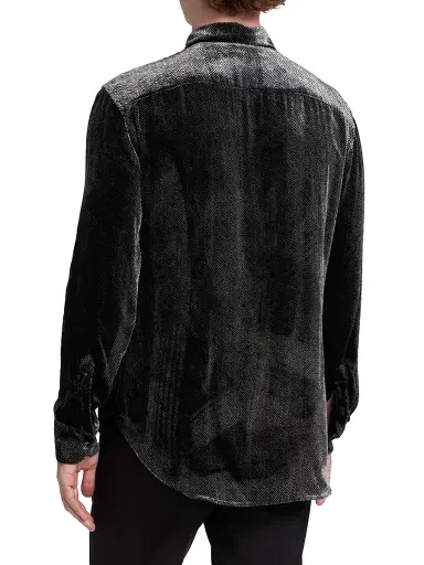 Giorgio Armani Men's Velvet Tux Shirt - Black Beauty | Thumbnail 5 Giorgio Armani Men's Velvet Tux Shirt - Black Beauty | Thumbnail 5
