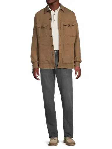 Isaia Men's Stretch-Cashmere Double Face Overshirt - Medium Brown - Size XXL | Thumbnail 2 Isaia Men's Stretch-Cashmere Double Face Overshirt - Medium Brown - Size XXL | Thumbnail 2
