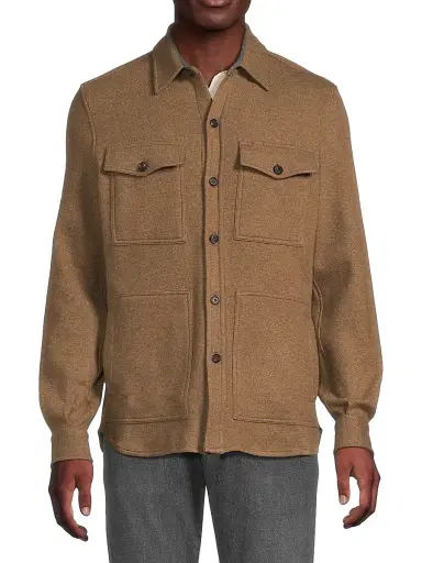 Isaia Men's Stretch-Cashmere Double Face Overshirt - Medium Brown - Size XXL | Thumbnail 3 Isaia Men's Stretch-Cashmere Double Face Overshirt - Medium Brown - Size XXL | Thumbnail 3