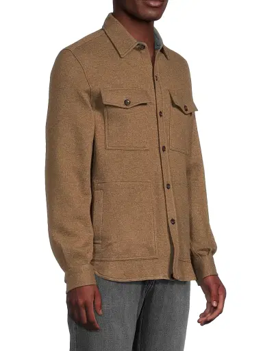 Isaia Men's Stretch-Cashmere Double Face Overshirt - Medium Brown - Size XXL | Thumbnail 4 Isaia Men's Stretch-Cashmere Double Face Overshirt - Medium Brown - Size XXL | Thumbnail 4