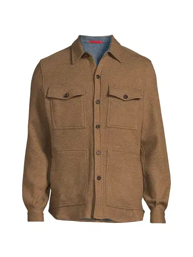 Isaia Men's Stretch-Cashmere Double Face Overshirt - Medium Brown - Size XXL | Thumbnail 1 Isaia Men's Stretch-Cashmere Double Face Overshirt - Medium Brown - Size XXL | Thumbnail 1