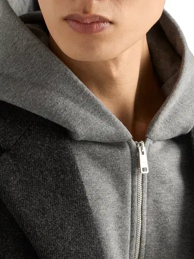 Prada Men's Cashmere Blend Zipper Hoodie - Grey | Thumbnail 4 Prada Men's Cashmere Blend Zipper Hoodie - Grey | Thumbnail 4