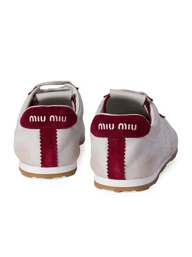 Miu Miu Women's Plume Nappa Leather and Suede Sneakers - White | Thumbnail 3 Miu Miu Women's Plume Nappa Leather and Suede Sneakers - White | Thumbnail 3