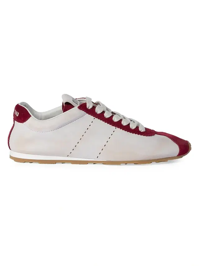 Women's Plume Nappa Leather and Suede Sneakers - White Women's Plume Nappa Leather and Suede Sneakers - White