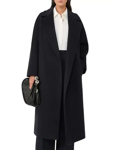 Weekend Max Mara Women's Long Wool and Alpaca Coat - Navy | Thumbnail 2 Weekend Max Mara Women's Long Wool and Alpaca Coat - Navy | Thumbnail 2