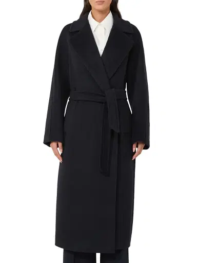Weekend Max Mara Women's Long Wool and Alpaca Coat - Navy | Thumbnail 3 Weekend Max Mara Women's Long Wool and Alpaca Coat - Navy | Thumbnail 3