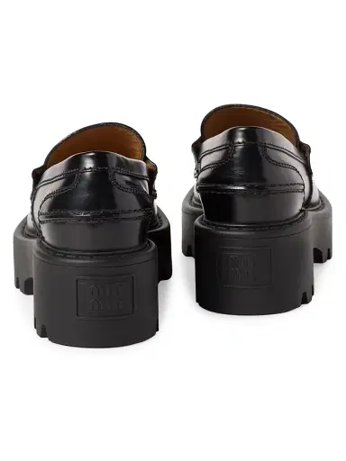 Miu Miu Women's Brushed Leather Loafers - Black - Size 9 | Thumbnail 2 Miu Miu Women's Brushed Leather Loafers - Black - Size 9 | Thumbnail 2