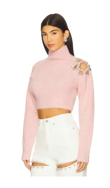 AREA Flower Cropped Turtleneck Sweater | Thumbnail 2 AREA Flower Cropped Turtleneck Sweater | Thumbnail 2