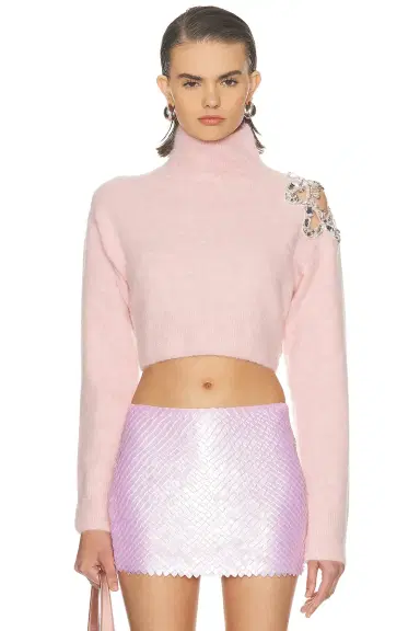 AREA Flower Cropped Turtleneck Sweater | Thumbnail 3 AREA Flower Cropped Turtleneck Sweater | Thumbnail 3