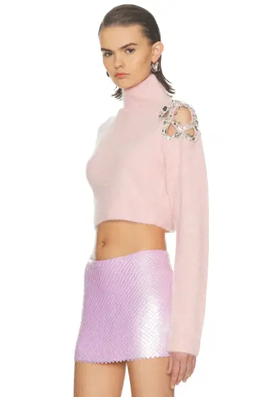 AREA Flower Cropped Turtleneck Sweater | Thumbnail 4 AREA Flower Cropped Turtleneck Sweater | Thumbnail 4