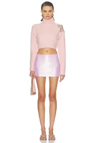 AREA Flower Cropped Turtleneck Sweater | Thumbnail 6 AREA Flower Cropped Turtleneck Sweater | Thumbnail 6