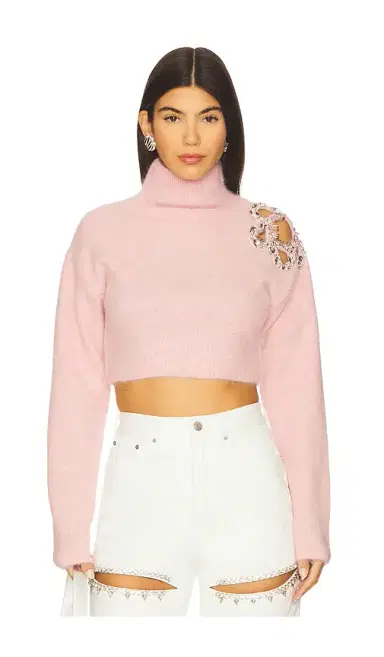 AREA Flower Cropped Turtleneck Sweater | Thumbnail 1 AREA Flower Cropped Turtleneck Sweater | Thumbnail 1