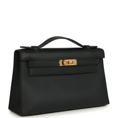HERMÈS Hermes Kelly Pochette Black Swift Gold Hardware | Thumbnail 2 HERMÈS Hermes Kelly Pochette Black Swift Gold Hardware | Thumbnail 2