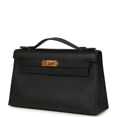 HERMÈS Hermes Kelly Pochette Black Swift Gold Hardware | Thumbnail 3 HERMÈS Hermes Kelly Pochette Black Swift Gold Hardware | Thumbnail 3