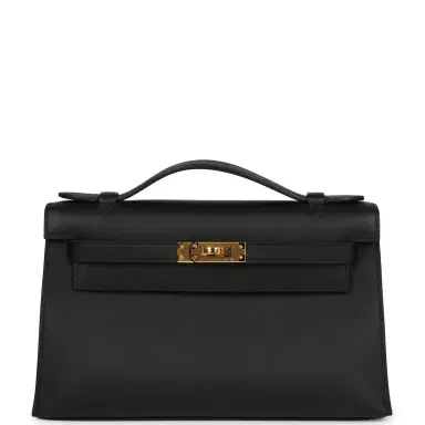 HERMÈS Hermes Kelly Pochette Black Swift Gold Hardware | Thumbnail 1 HERMÈS Hermes Kelly Pochette Black Swift Gold Hardware | Thumbnail 1