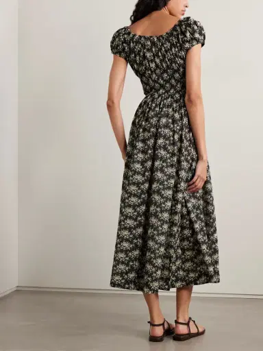 DÔEN Quinley Shirred Floral-print Organic Cotton-voile Midi Dress | Thumbnail 3 DÔEN Quinley Shirred Floral-print Organic Cotton-voile Midi Dress | Thumbnail 3